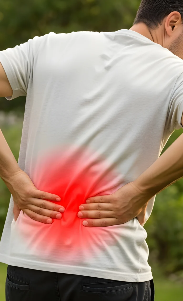 Man experiencing neck pain while sitting in a car after an accident