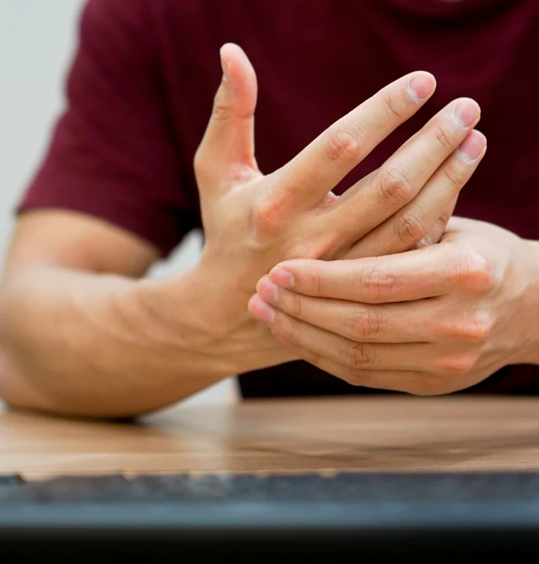 Close-up of a hands-on assessment technique